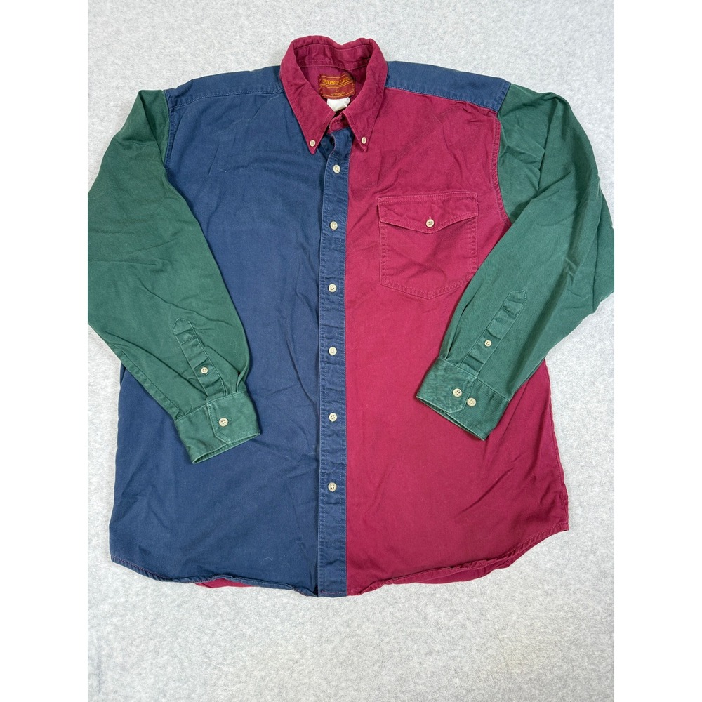 Vintage Rustler Mens Size L Color Block Button Up Shirt